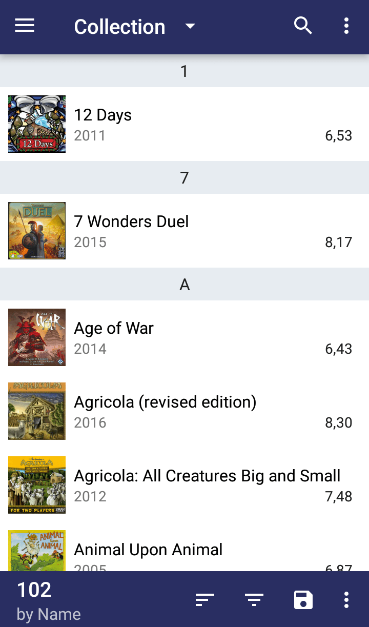 Aplicativo para controle de partidas do Board Game Geek