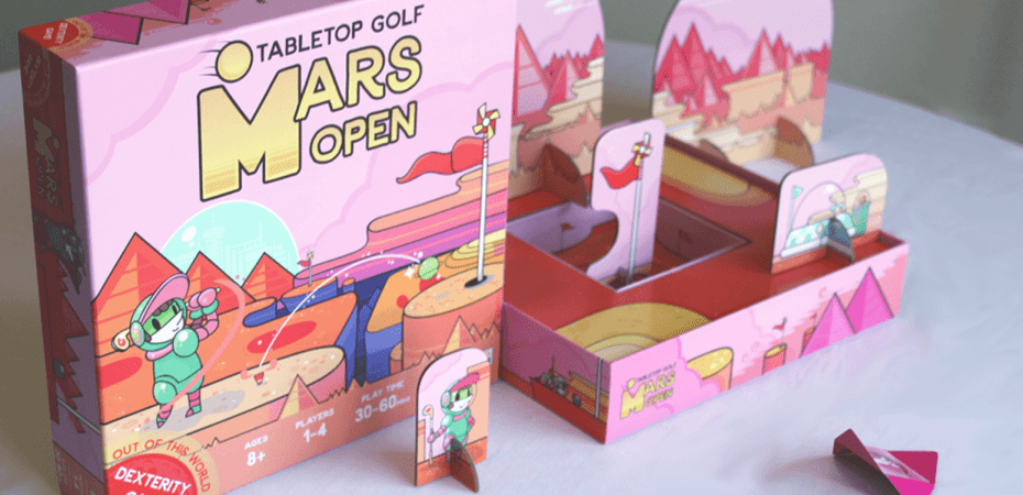 Um jogo de golfe espacial em Mars Tabletop Golf