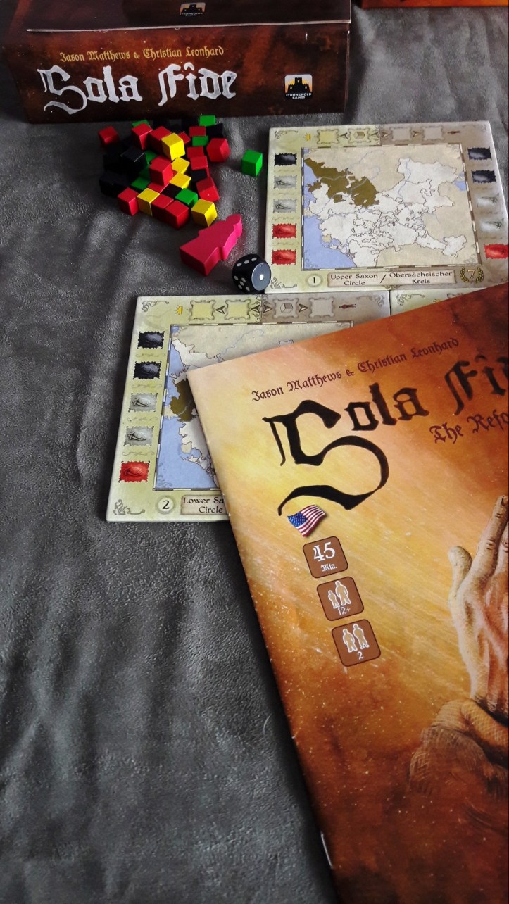 Componentes do Jogo de tabuleiro Sola Fide: The Reformation