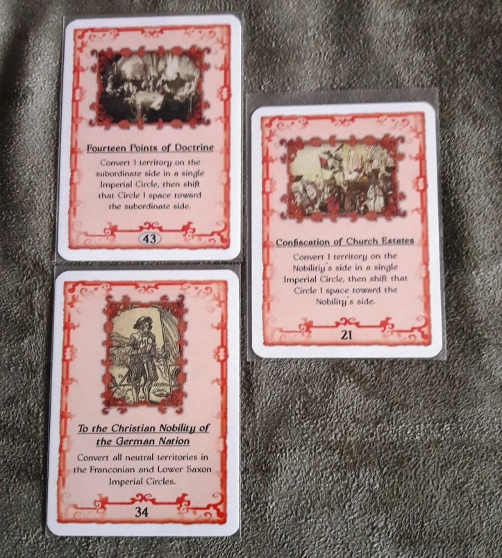 Cartas protestantes do Jogo de tabuleiro Sola Fide: The Reformation