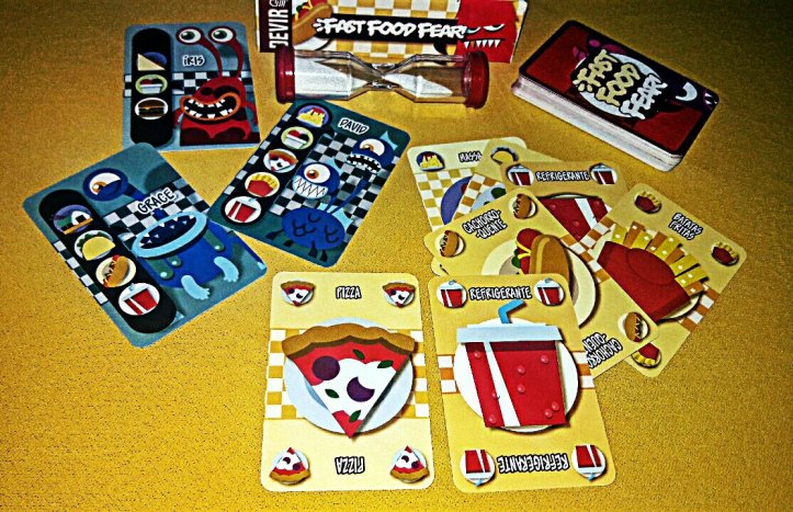Componentes jogo de tabuleiro Fast Food Fear