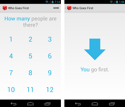 Aplicativo para escolher o jogador inicial Who Goes First