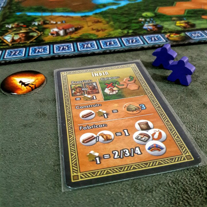 Carta com ações dos personagens jogo de tabuleiro Xingu