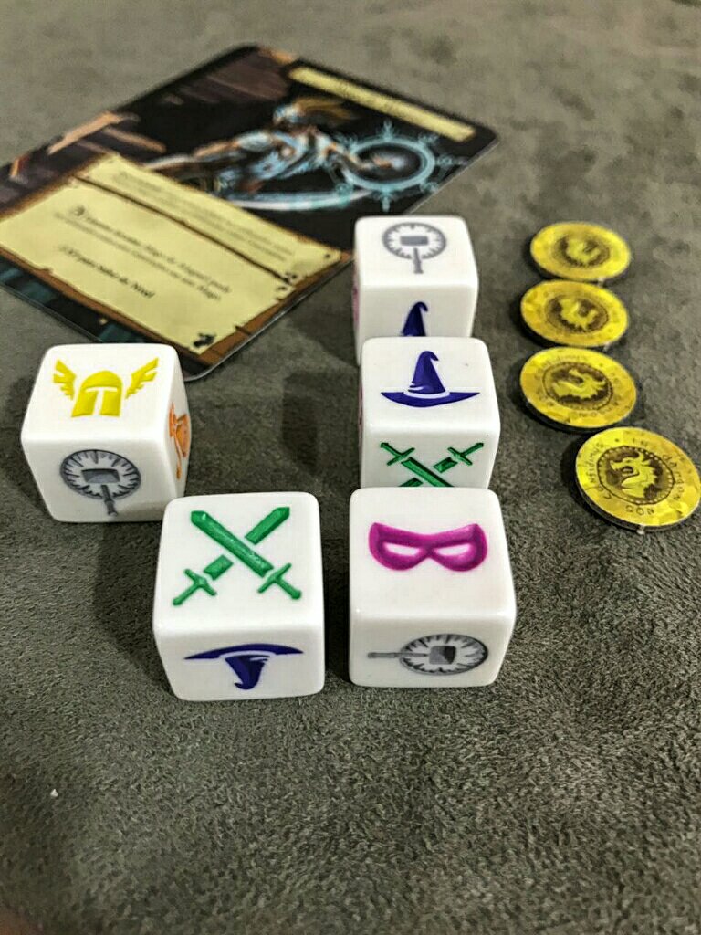 Sua equipe para enfrentar os monstros no jogo de tabuleiro Dungeon Roll