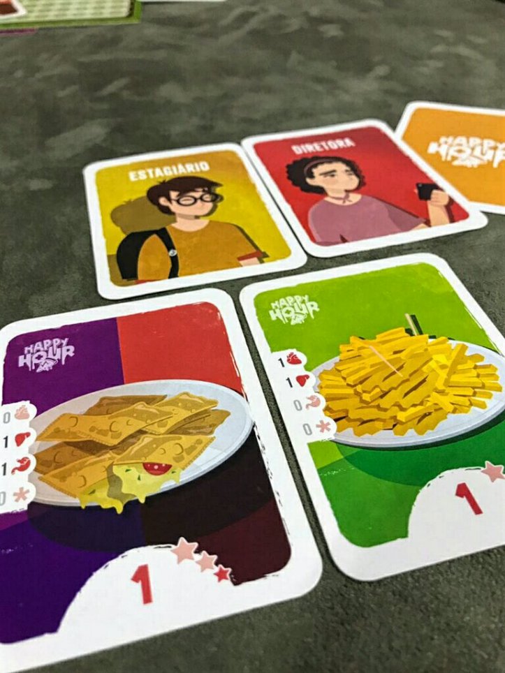 Uma refeição especial no jogo de tabuleiro Happy Hour