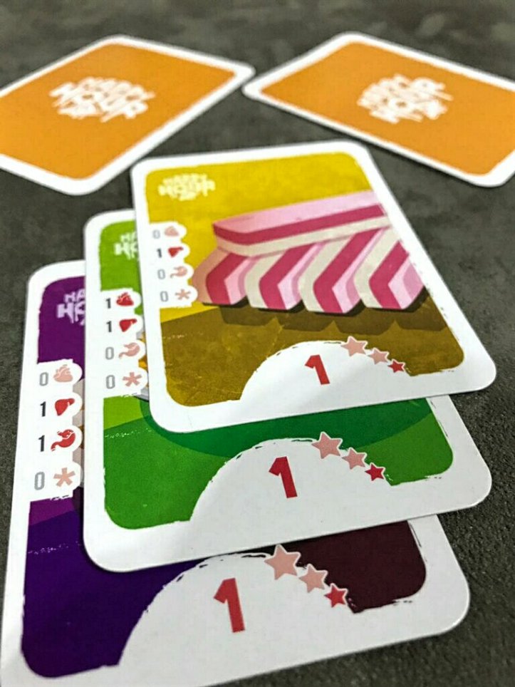 Refeição no jogo de tabuleiro Happy Hour