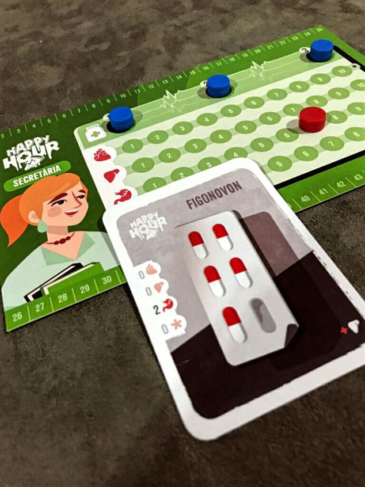 Remédios no jogo de tabuleiro Happy Hour