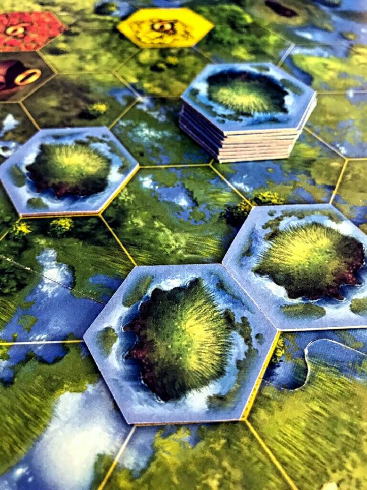 Áreas alagadas no jogo de tabuleiro Seeland