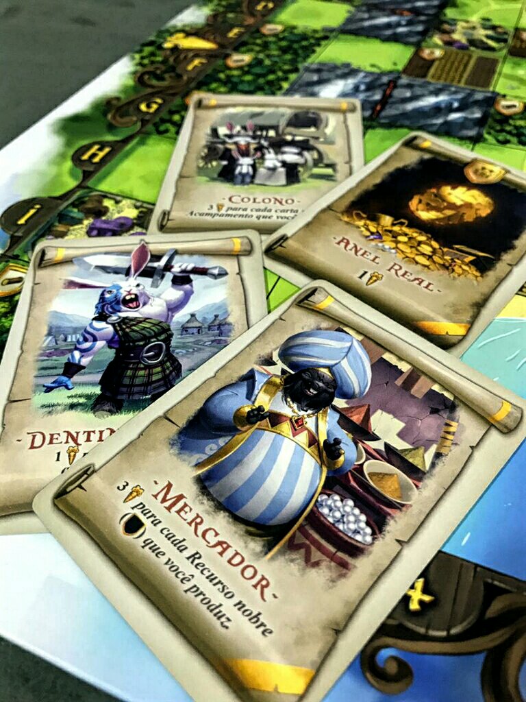 Pergaminhos do jogo de tabuleiro Bunny Kingdom